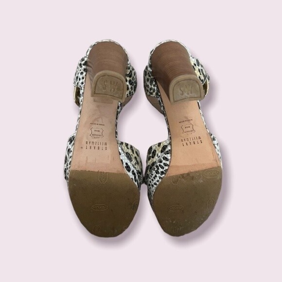 Stuart Weitzman Snakeskin Pumps Cream Gold Open Toe Buckle Heels Womens Size 6.5 - Picture 9 of 11